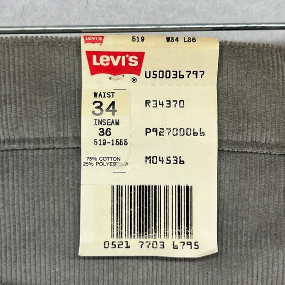 LEVIS 536 Pants Men 34x36 '86 Fine Corduroy White Tab Gray Jeans USA VTG NEW NOS - Picture 5 of 16